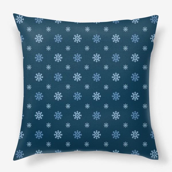 Подушка «Снежинки на тёмном синем фоне. Снег»