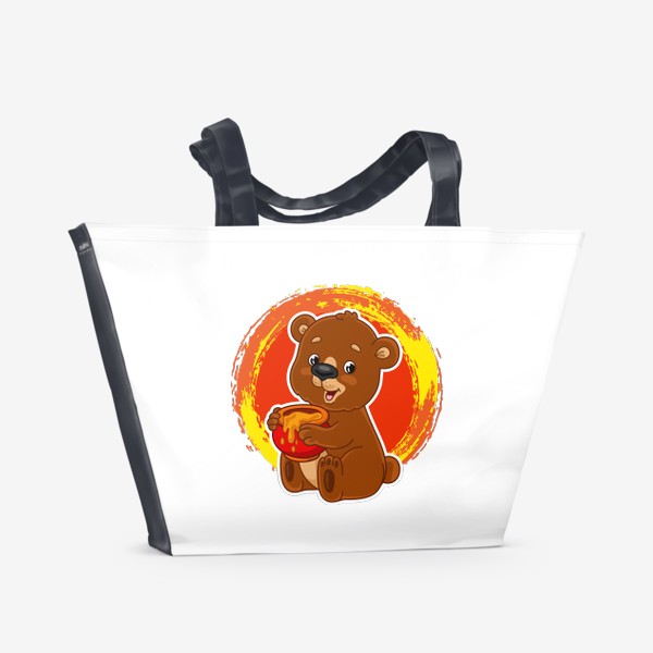 Пляжная сумка «Мультяшный мишка с горшочком мёда»
