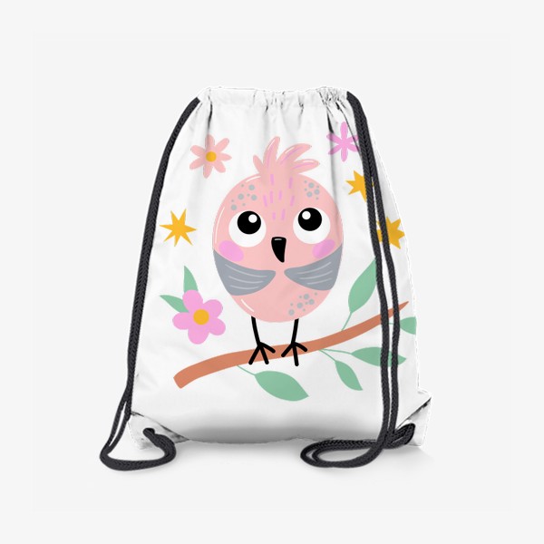 Рюкзак «Забавный розовый птенец на ветке»