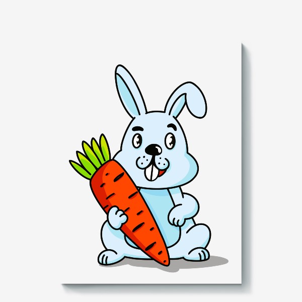 Холст «Кролик с большой морковкой»