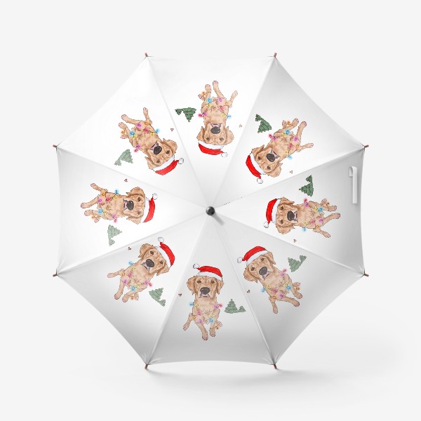 Зонт «Новый год Собака Ретривер в гирлянде Ёлочка»