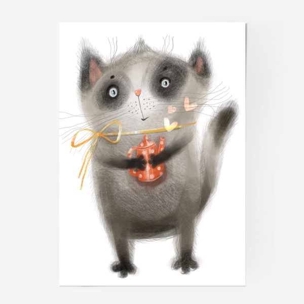 Постер «Кот с чайником»