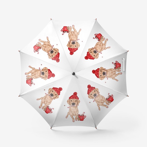 Зонт «Новый Год Ретривер и Какао с пряником»