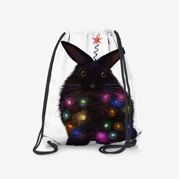 Рюкзак «Черный кролик в гирлянде»