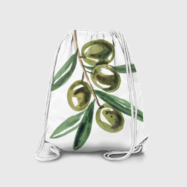 Рюкзак «ветка оливы зеленая акварель»