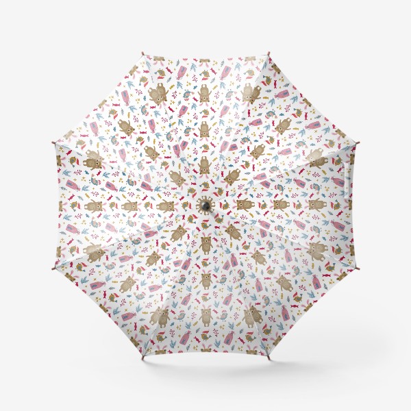Зонт «Зимний детский паттерн с мишкой»