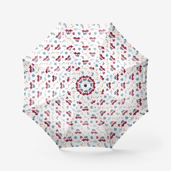 Зонт «Новогодний паттерн с красным автомобилем»