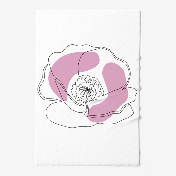 Полотенце &laquo;цветок мак в стиле минимализма, одной линии, монолиния&raquo;