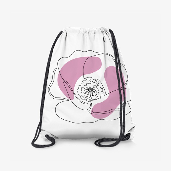 Рюкзак «цветок мак в стиле минимализма, одной линии, монолиния»