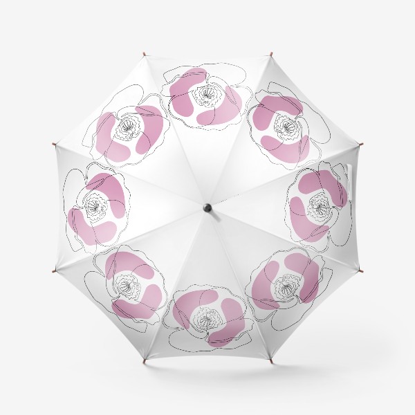 Зонт «цветок мак в стиле минимализма, одной линии, монолиния»