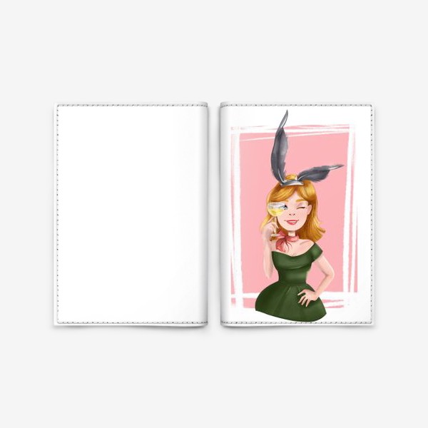 Обложка для паспорта «Девушка.Кролик. Новый год»