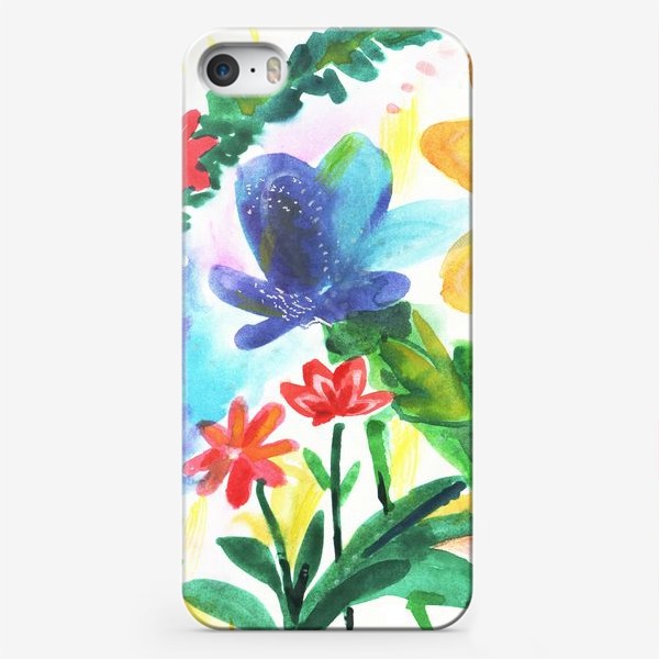 Чехол iPhone «Цветущий луг, летняя поляна в цветах. Акварель, акварельная работа.»