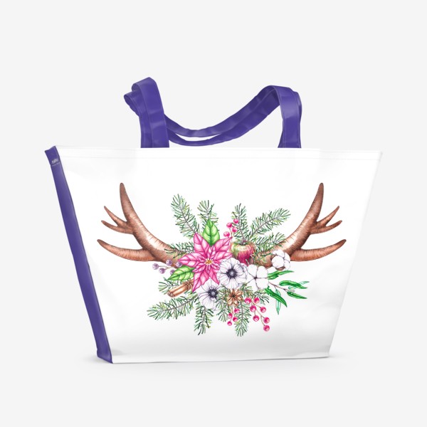 Пляжная сумка «Новогодние рога»