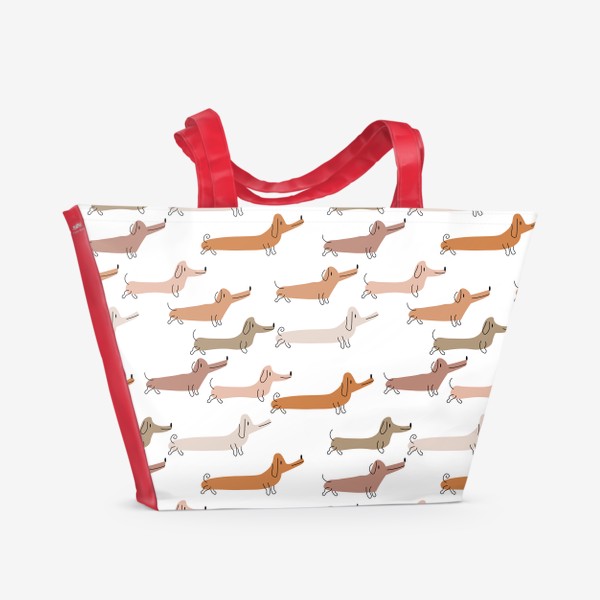 Пляжная сумка «Бесшовный принт с собаками.Принт с таксами.Минимализм.»