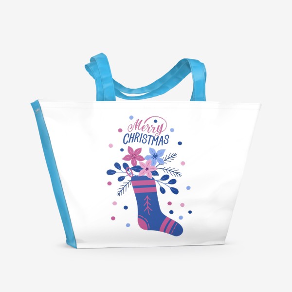 Пляжная сумка «Merry Chrictmas Открытка с зимней композицией»