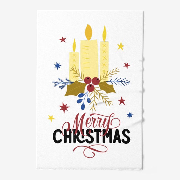 Полотенце «Рождественский постер со свечами и надписью»