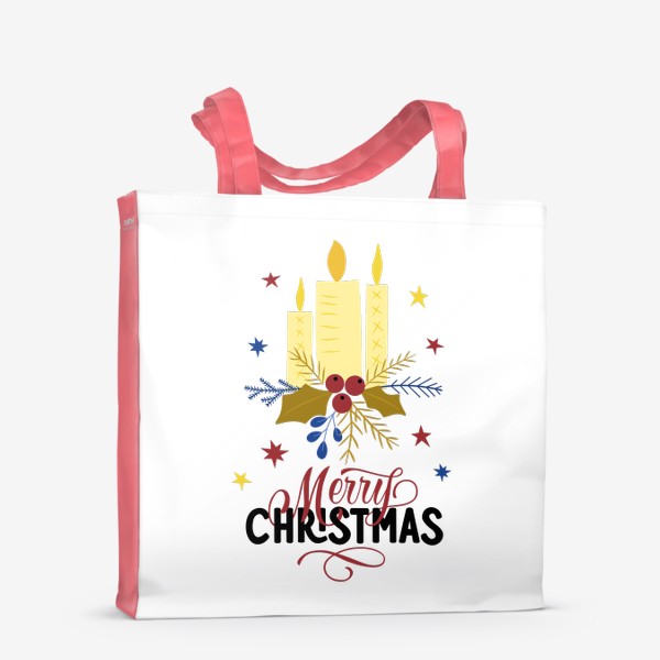 Сумка-шоппер «Рождественский постер со свечами и надписью»