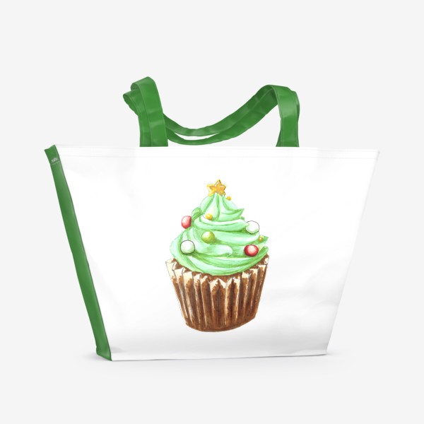 Пляжная сумка «Новогодний кекс в виде ёлочки»