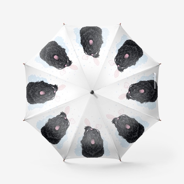 Зонт «Русский черный терьер (черныш) с милыми ушками и снегом (кролик, год кролика, символ года)»
