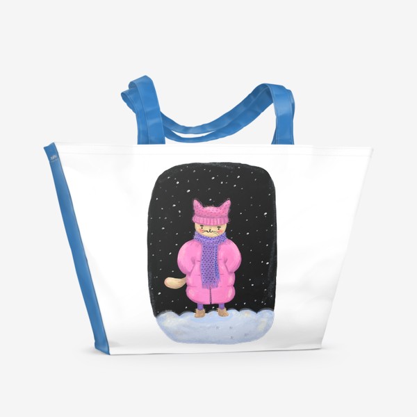 Пляжная сумка «Зимний кот. Подарок любителю котиков»