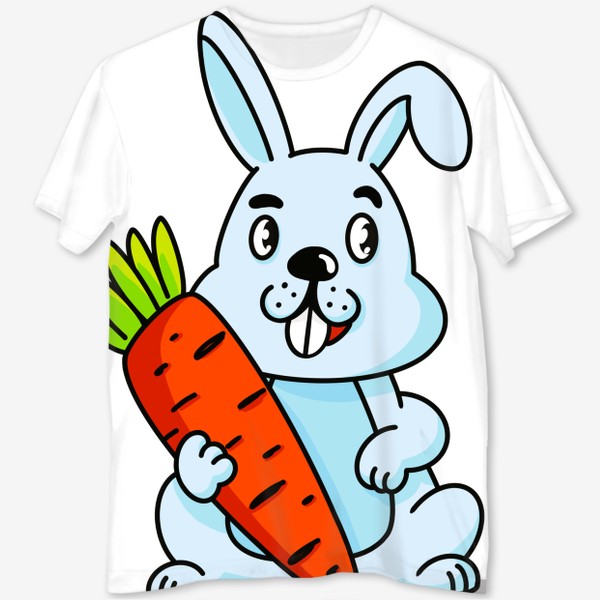 Футболка с полной запечаткой &laquo;Кролик с большой морковкой&raquo;