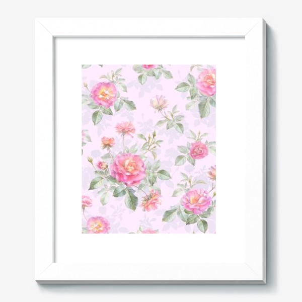 Картина «Акварельные розовые розы на розовом крупнее»
