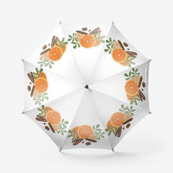 Зонт «Вкусное Рождество. Апельсины, корица, бадьян и имбирное печенье.»