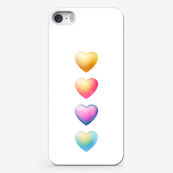 Чехол iPhone «Яркие сердечки в ряд золотого, красного, фиолетового и бирюзового цветов»