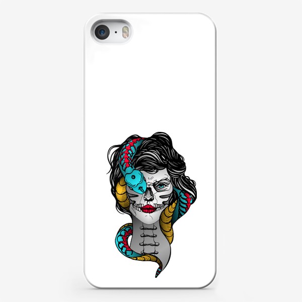 Чехол iPhone «Винтажная татуировка с черепом девушки и ядовитой змеей»