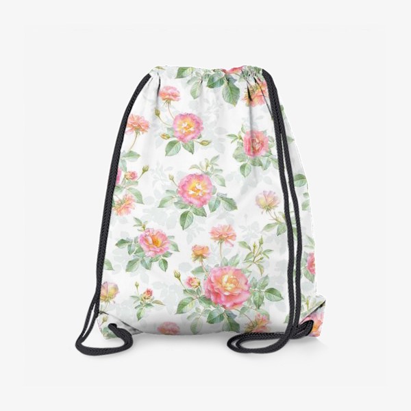 Рюкзак «Акварельные розовые розы на белом»