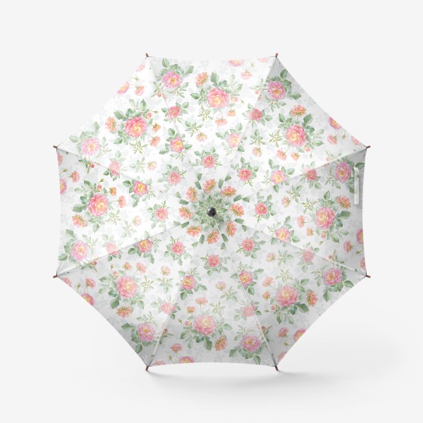 Зонт «Акварельные розовые розы на белом»