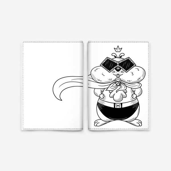 Обложка для паспорта «Крутой хомяк супермен в очках с короной»