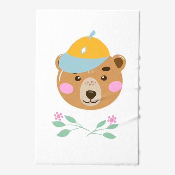 Полотенце «Мордочка забавного медведя в кепке»