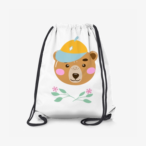 Рюкзак «Мордочка забавного медведя в кепке»