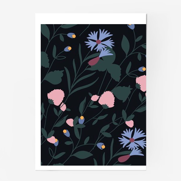 Постер «Цветы на темном фоне / Flowers on dark background»
