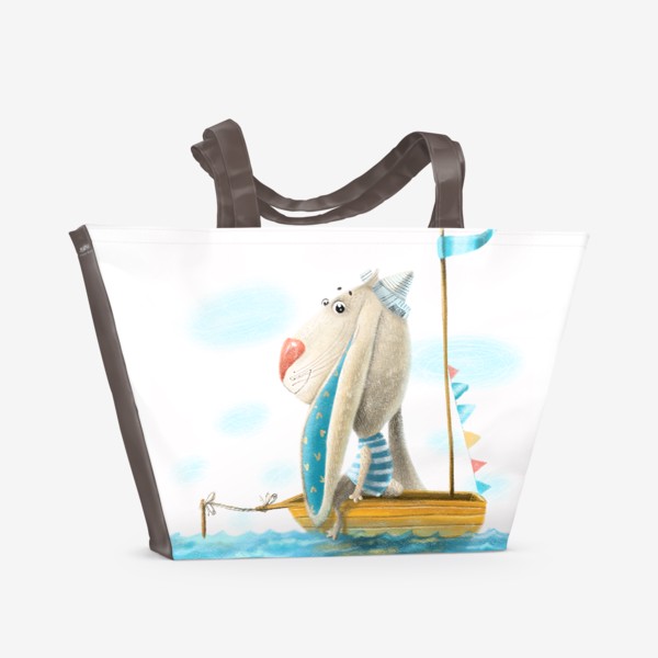 Пляжная сумка «Кролик в лодке»