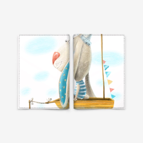 Обложка для паспорта «Кролик в лодке»