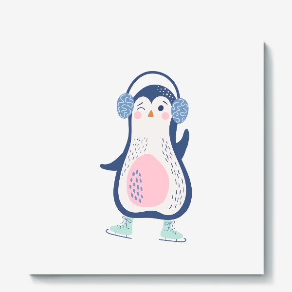 Холст «Забавный пингвин на коньках»