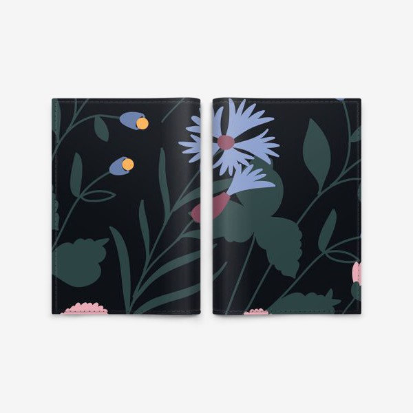 Обложка для паспорта «Цветы на темном фоне / Flowers on dark background»