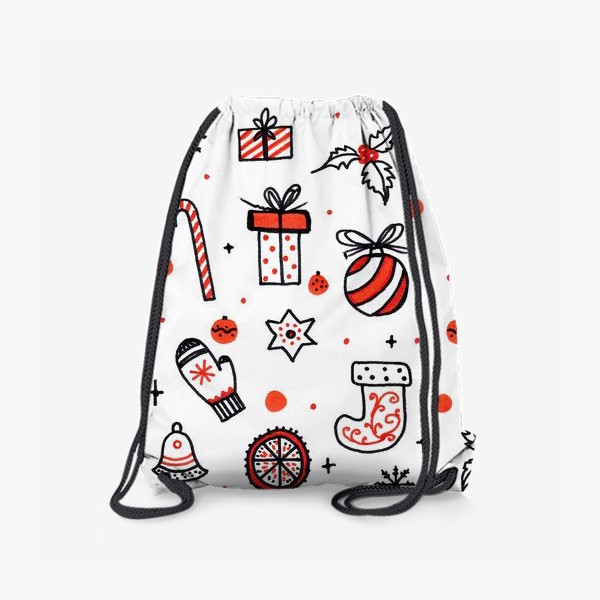 Рюкзак «Новогодний паттерн на белом фоне»