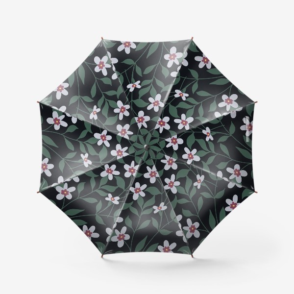 Зонт «Цветы на темном фоне / Flowers on dark background»