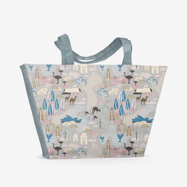 Пляжная сумка «Парк с животными и растениями в пастельных тонах»