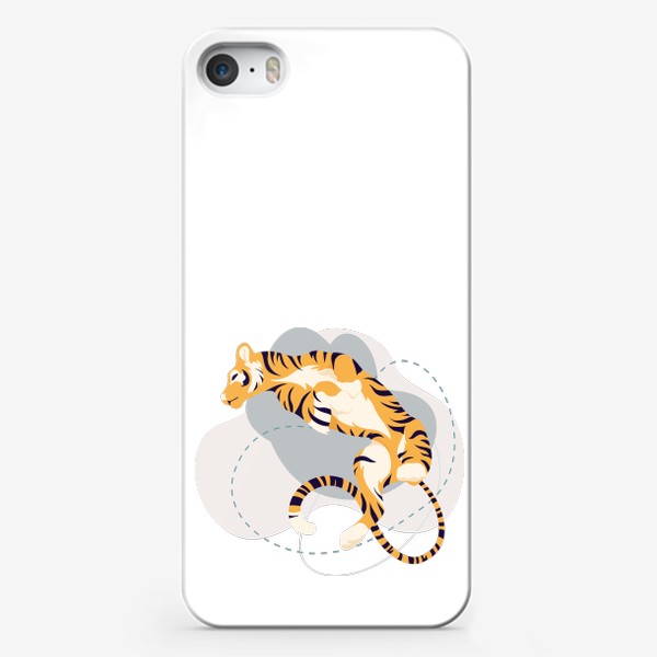 Чехол iPhone «Полосатый тигр лежит на спине»