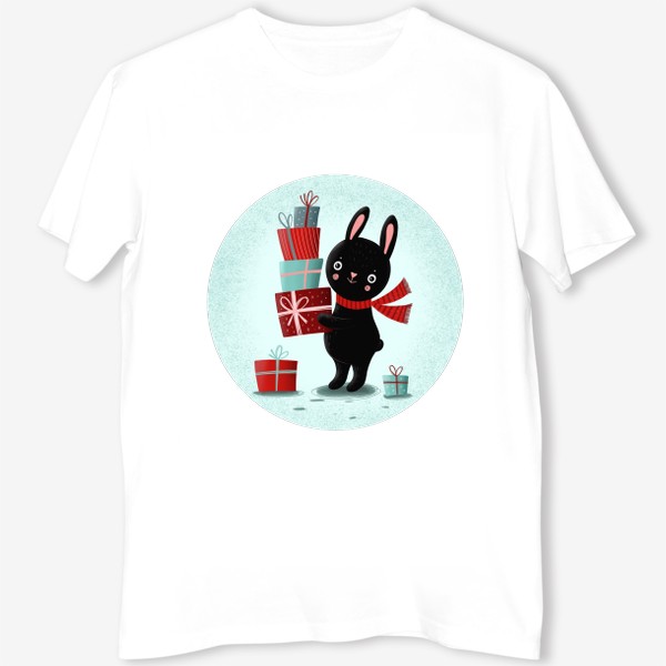 Футболка «Черный кролик - символ 2023 года с подарками»