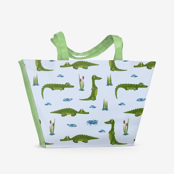 Пляжная сумка «Крокодил и крокодилы. Милые экзотические животные»