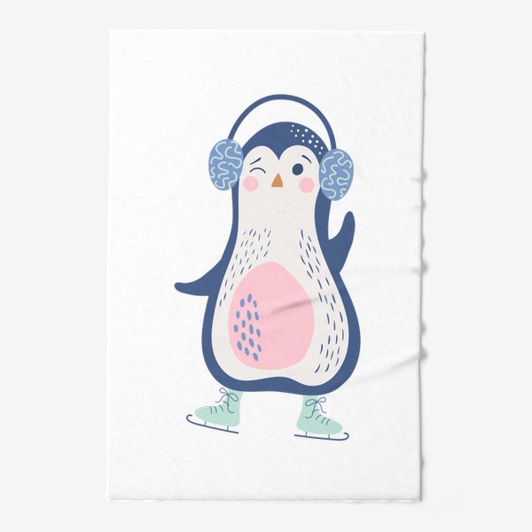 Полотенце «Забавный пингвин на коньках»
