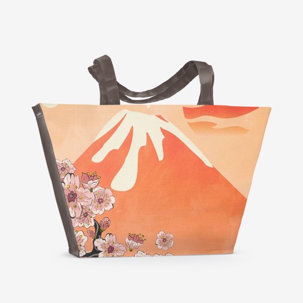 Пляжная сумка «Ветвь сакуры и вулкан»