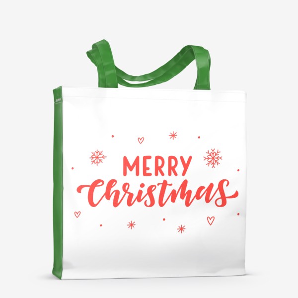 Сумка-шоппер «Надпись Merry Christmas, С Рождеством, леттеринг»