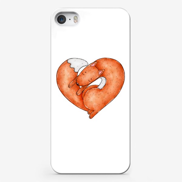 Чехол iPhone «Спящий лис в форме сердца»