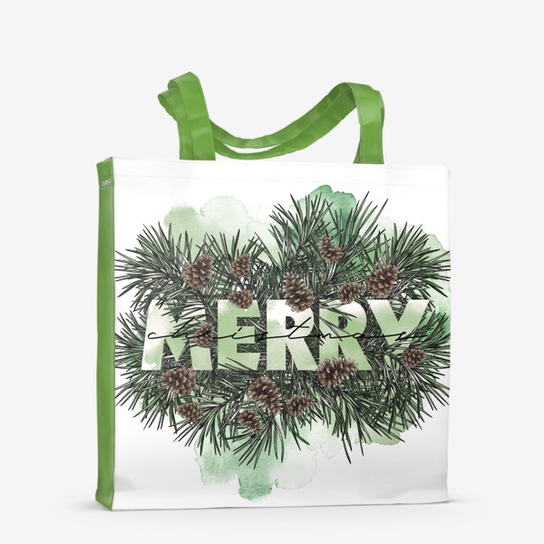 Сумка-шоппер «Счастливого Рождества! Акварельный принт»